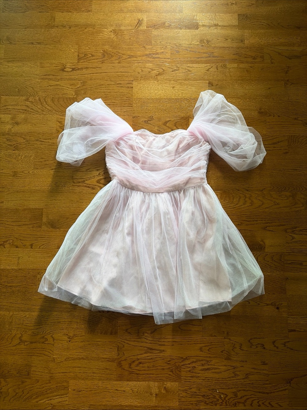 Pink Tulle Off the Shoulder Mini Dress S M Princess Babydoll Corset Fairy Glinda
